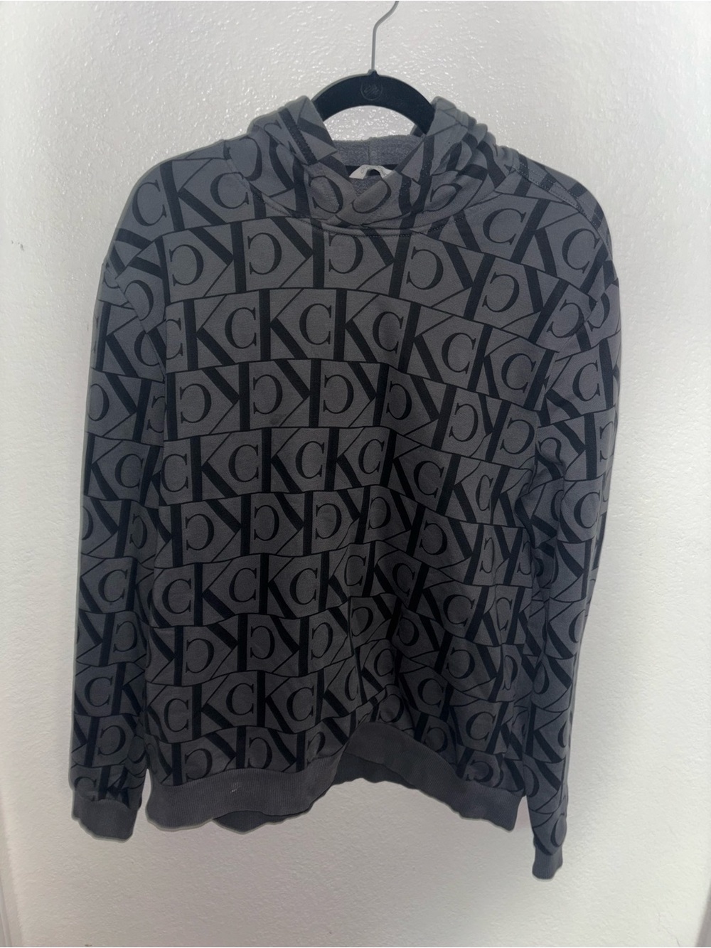 Calvin Klein Gray Monogram Logo Hoodie